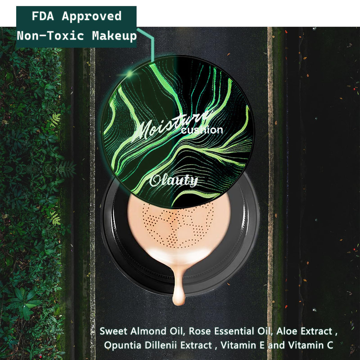 aurovida stamping application on face illustrating quick even coverage benefit