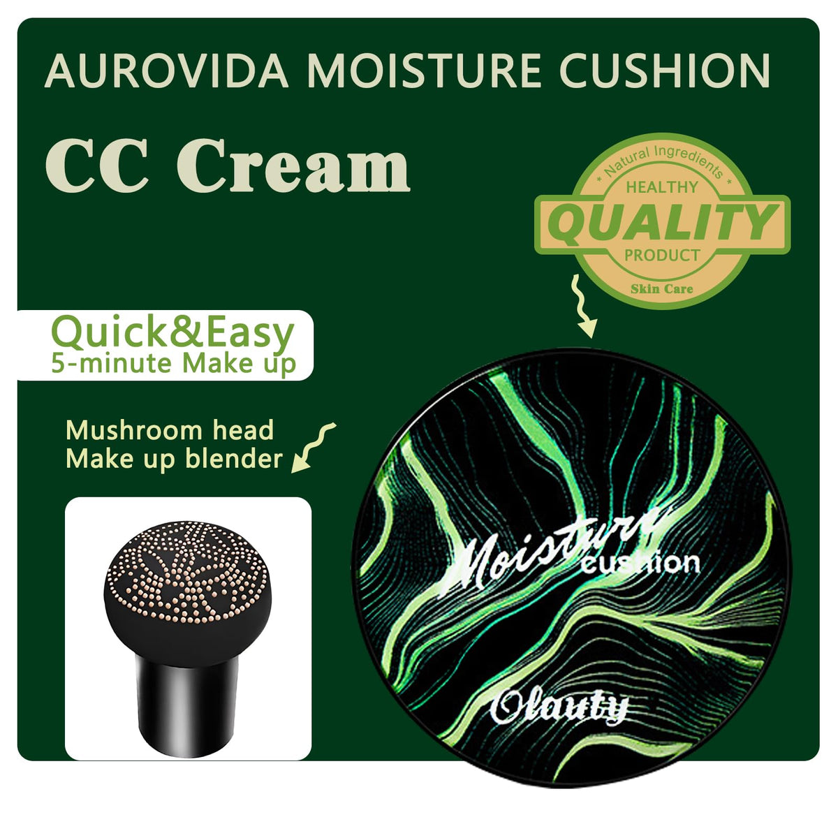 aurovida mushroom applicator close-up for even blend and soft finish