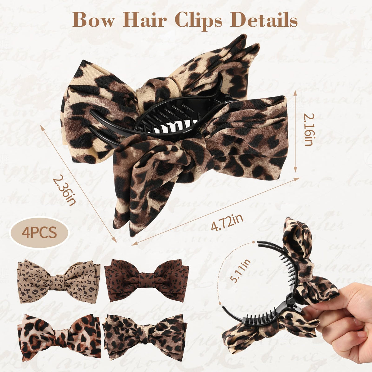 Auseibeely close-up of cheetah fabric bow texture, soft comfortable feel