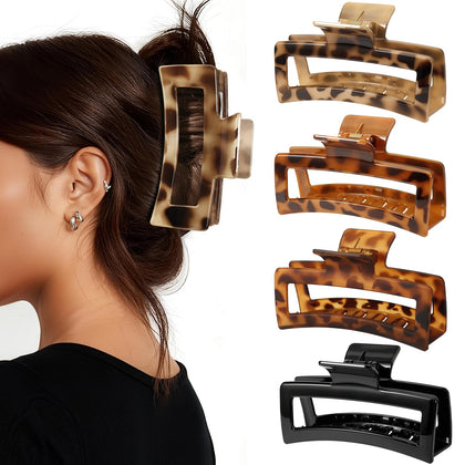 Auseibeely front view tortoise shell clip showing chic pattern and easy grip