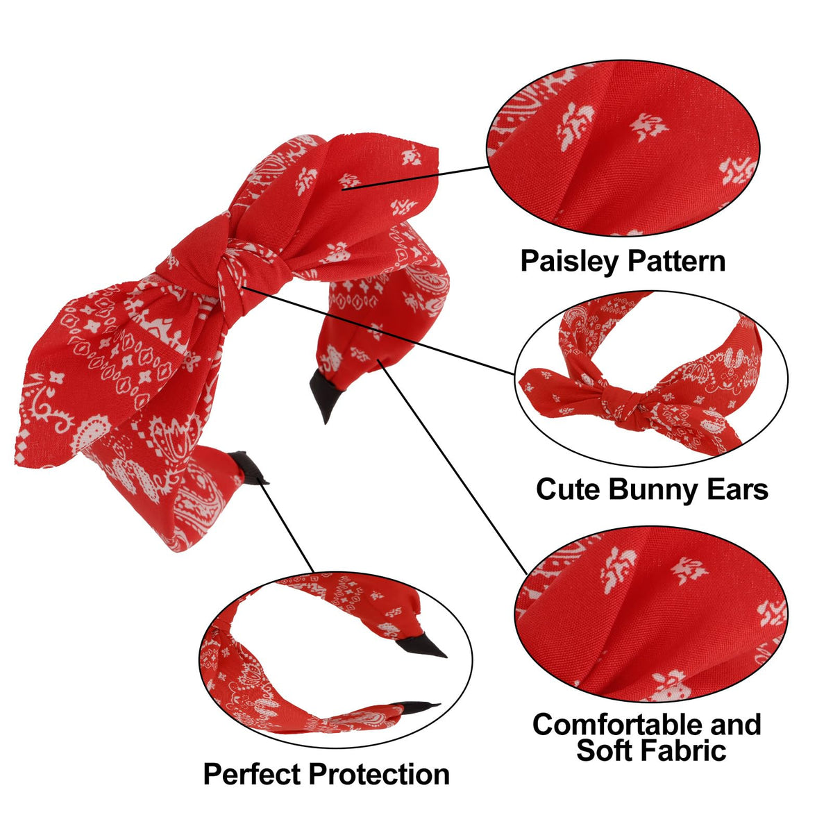 Aushamtai model wearing red bandana headband showing stylish hold