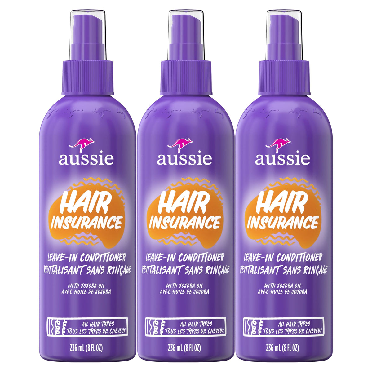 Aussie front bottle showing label and benefit of frizz control