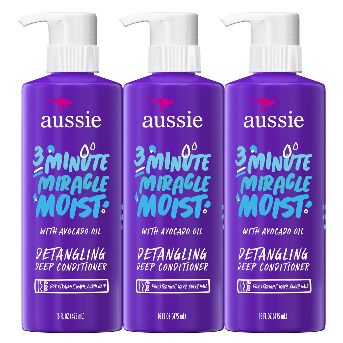 Aussie front packaging triple pack showing three bottles and total volume