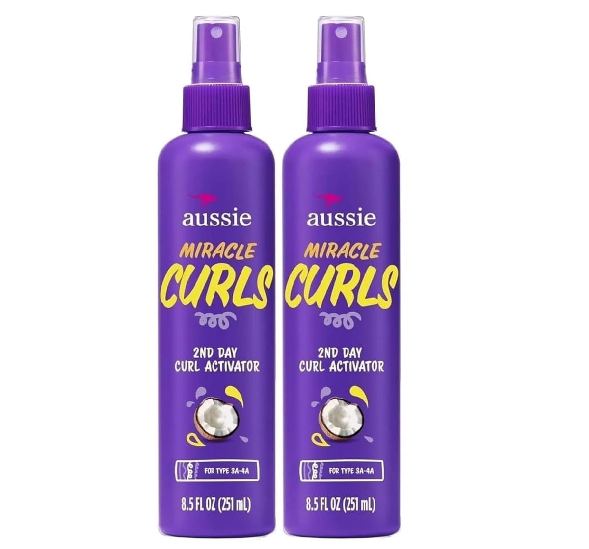 Aussie front packaging showing bottle and pack, clear product view and size