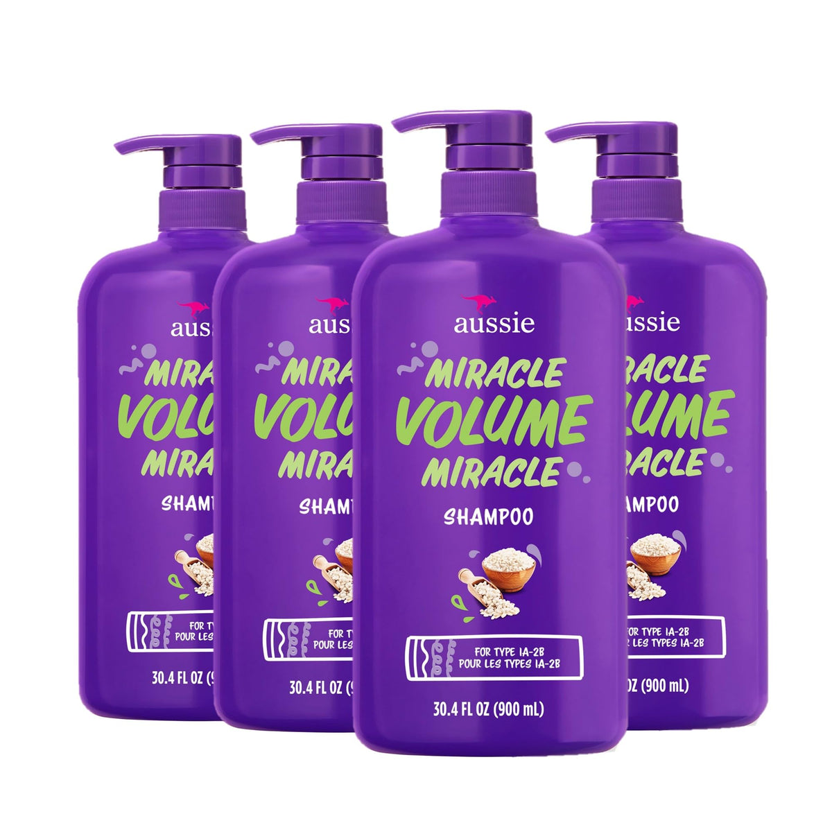 Aussie front packaging showing bottle and volume benefit