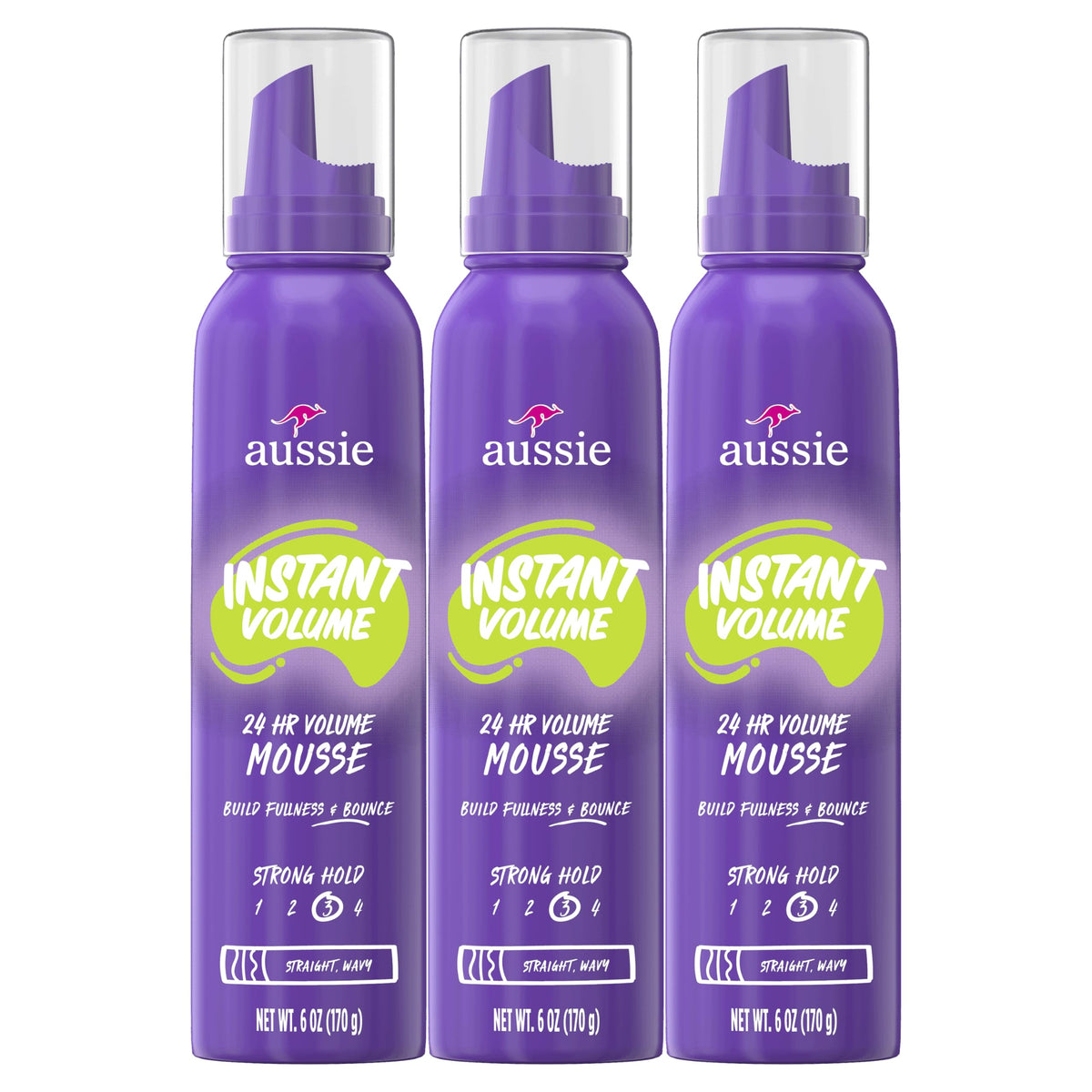 Aussie can front packaging showing product and volume benefit