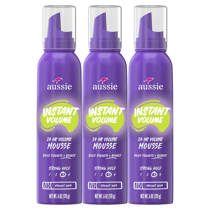 Aussie can front packaging showing product and volume benefit