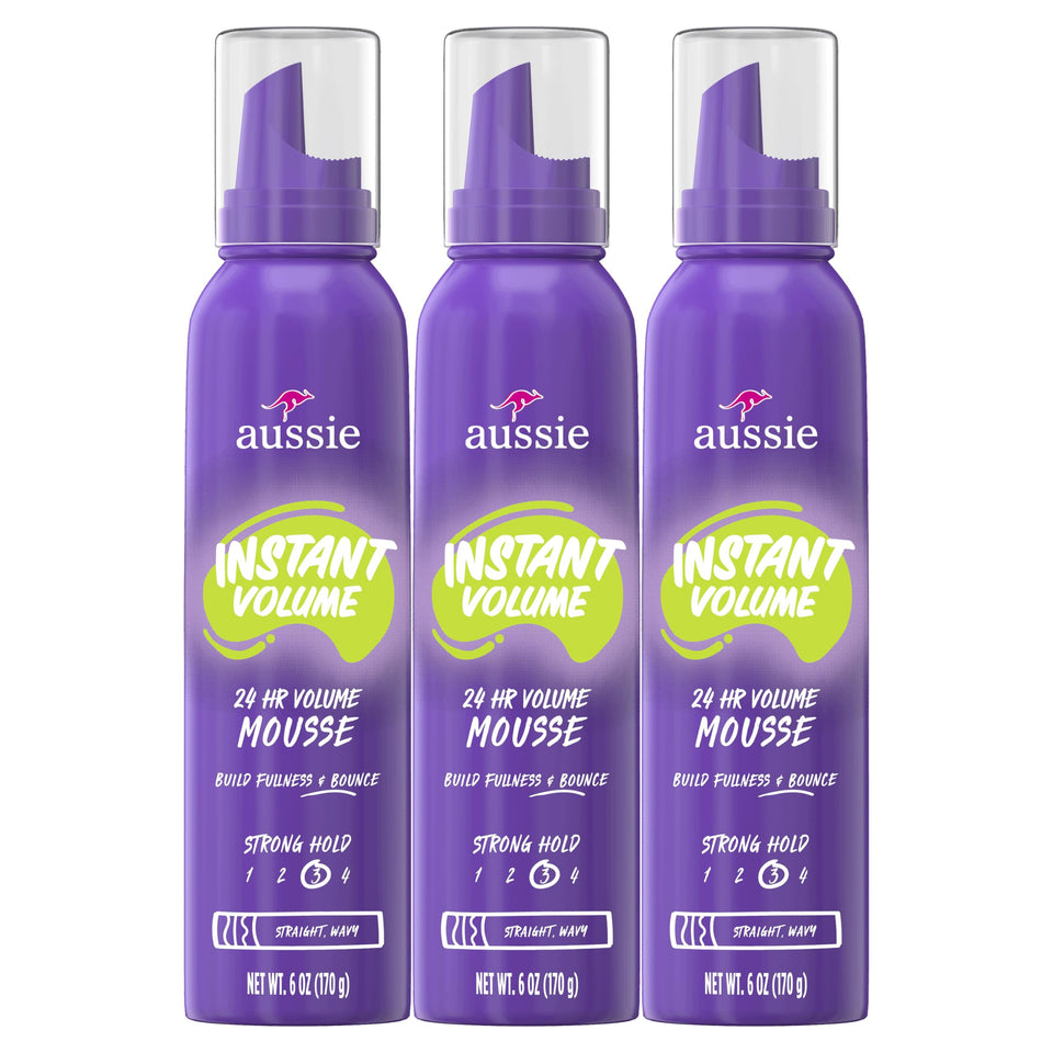 Aussie can front packaging showing product and volume benefit