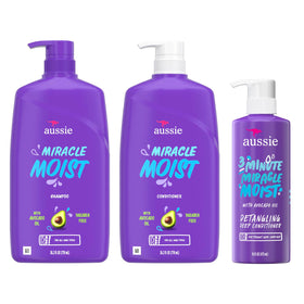 Aussie set staged on bathroom shelf suggesting daily routine