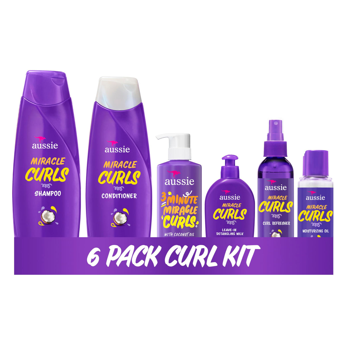 Aussie shampoo front label showing cleansing benefit and curl support