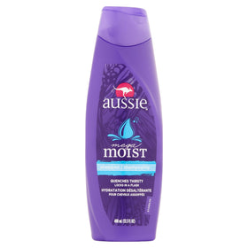 Aussie Moist shampoo front bottle showing label and size for nourishing hydration