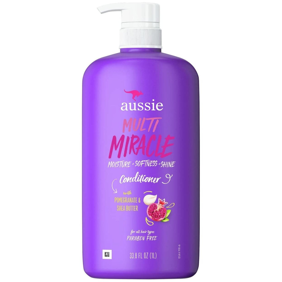 Aussie bottle front view showing label and size, highlights value and benefits