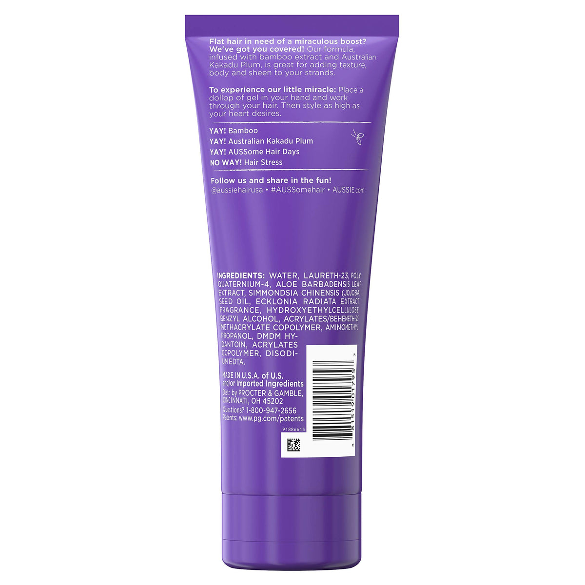 Aussie gel texture close-up highlighting creamy gel and visible hold benefits