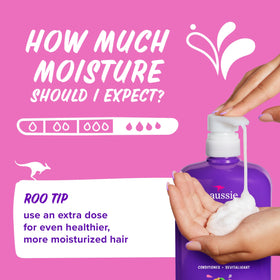 Aussie bottle on bathroom shelf styled for everyday routine benefit