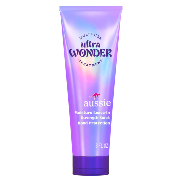 Aussie Ultra Wonder front packaging showing product tube and branding benefits