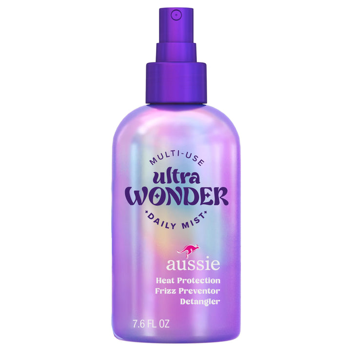 Aussie bottle front packaging showing product benefits and size