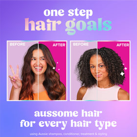Aussie Ultra Wonder left as leave-in on damp hair to show lightweight hydration