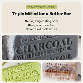 Australian Botanical Soap activated charcoal bar detail highlighting detox benefit