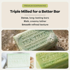 Australian Botanical Soap cut bar in hand showing solid density and control
