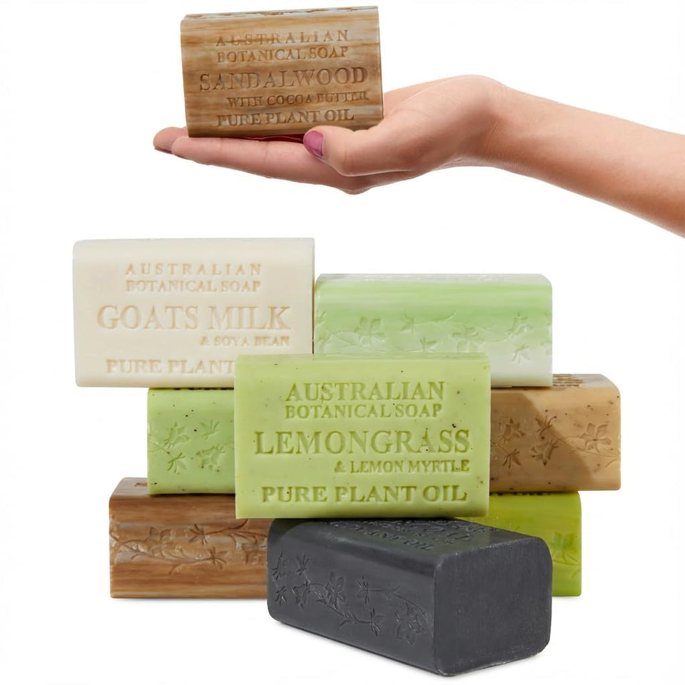 Australian Botanical Soap front packaging showing variety pack and benefits