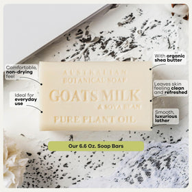 Australian Botanical Soap shea butter and plant oils ingredient display, nourishing