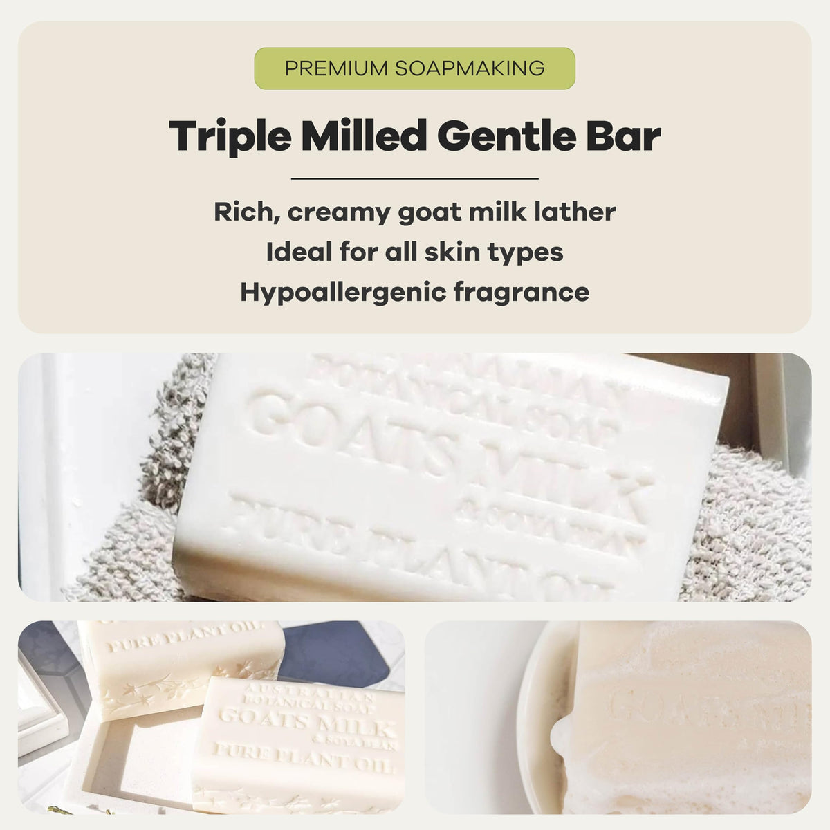 Australian Botanical Soap label and ingredients panel highlighting natural formula