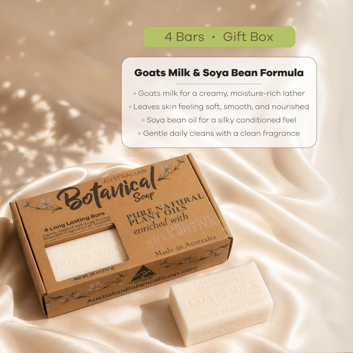 Australian Botanical Soap creamy lather on palm demonstrating gentle cleansing