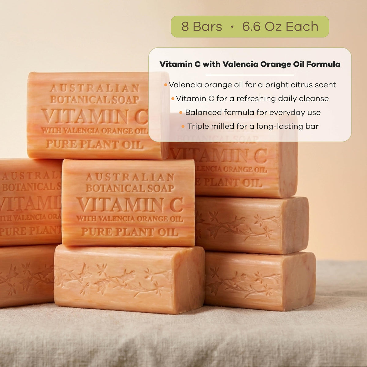 Australian Botanical Soap showing organic shea butter ingredient and moisturizing benefit