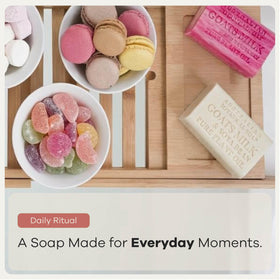 Australian Botanical Soap bar on shower shelf staying dry to extend life