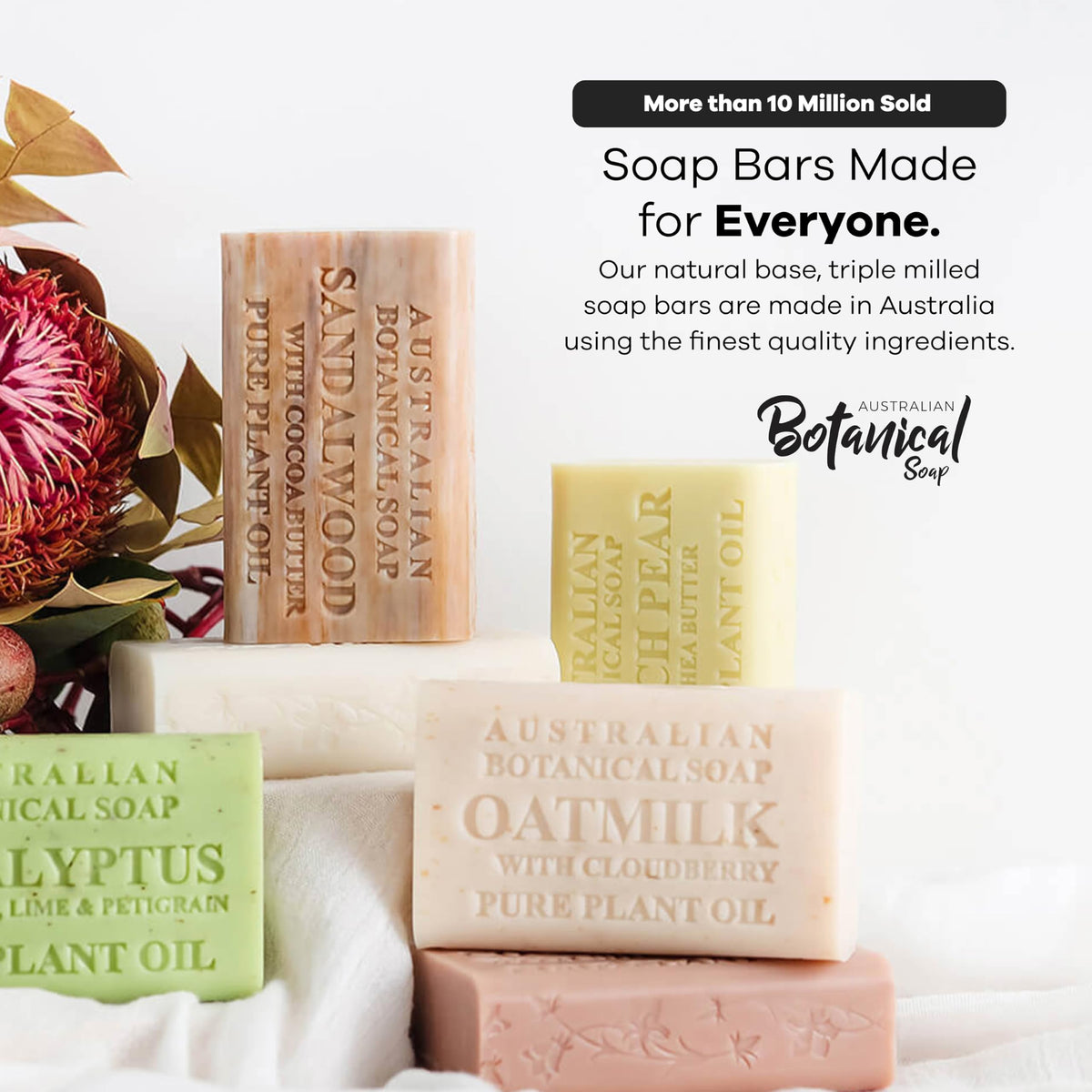 Australian Botanical Soap held in hand to show bar size and travel-friendly scale