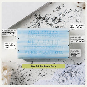 Australian Botanical Soap size comparison in hand showing larger, long-lasting bar benefit
