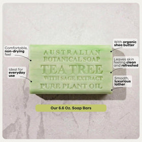 Australian Botanical Soap size comparison next to ruler highlighting 6.6 oz scale