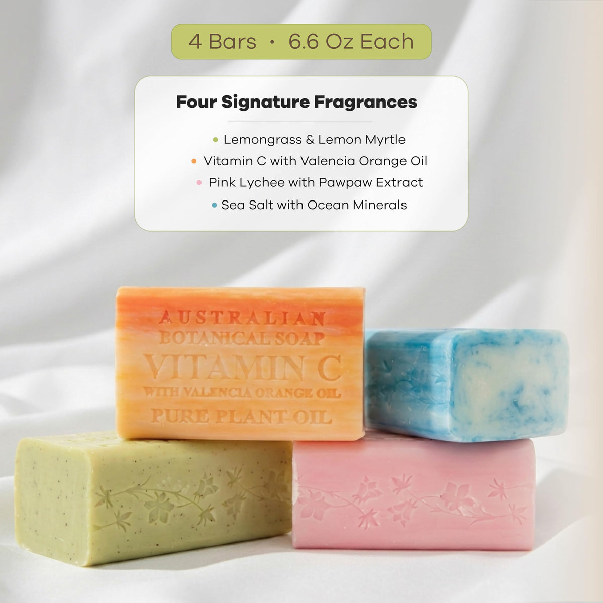 Australian Botanical Soap bar surface texture and creamy sheen demonstrating rich lather