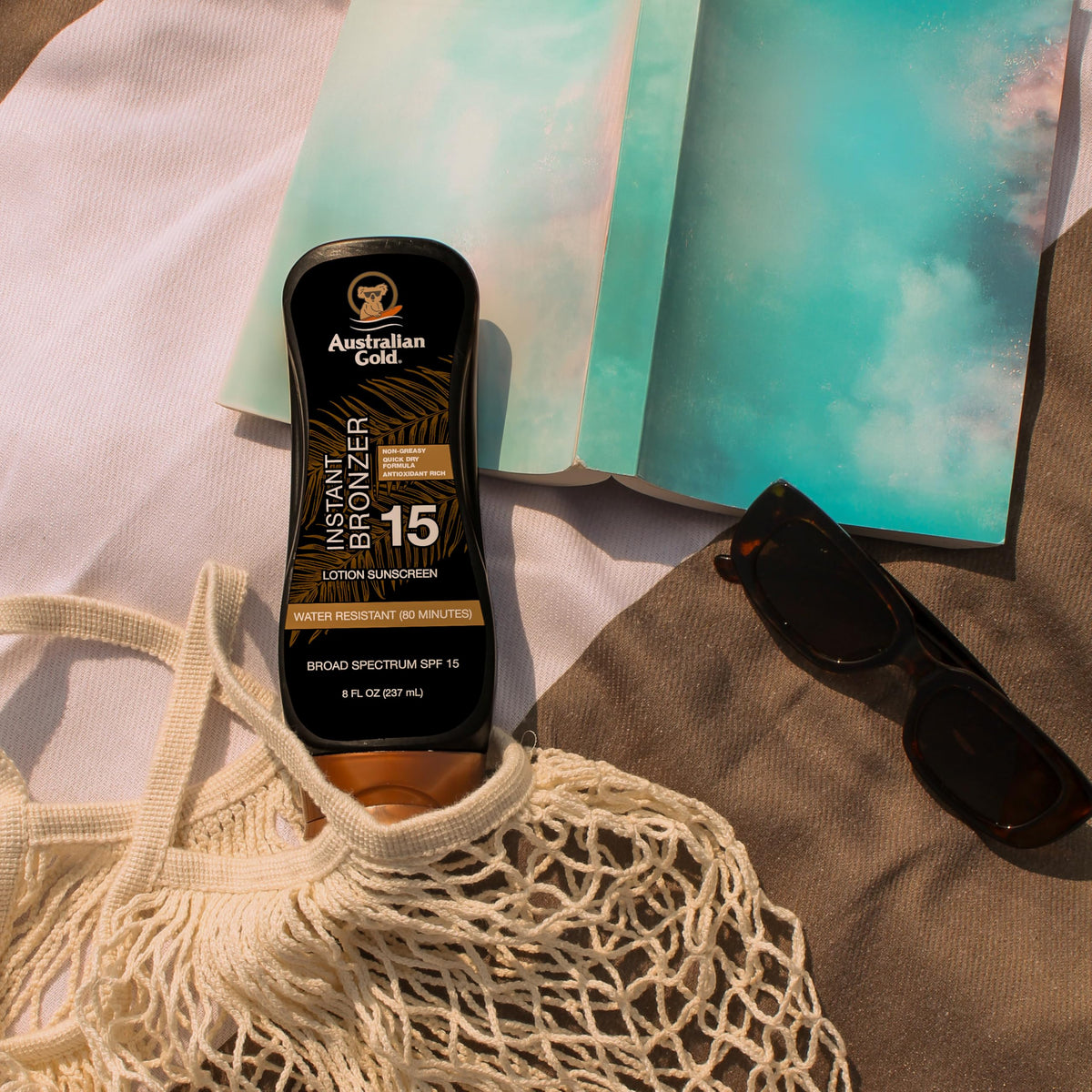 Australian Gold being applied on arm demonstrating instant bronzer and even coverage