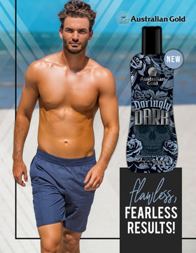 Australian Gold lotion texture swiped on skin showing smooth consistency for hydrated finish
