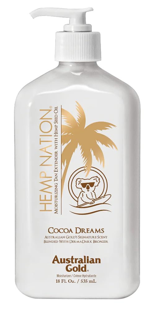Australian Gold Hemp Nation front bottle shows 18oz product and cocoa fragrance