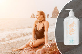 Australian Gold applying to knees and elbows focusing on areas prone to dry skin and flaking