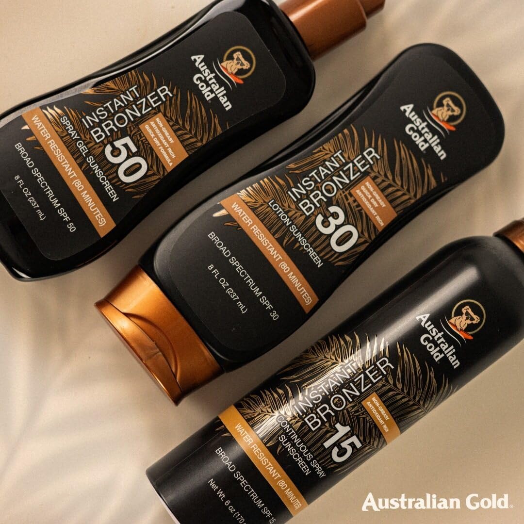 Australian Gold ingredient label featuring Kakadu Plum and Tea Tree Oil antioxidant benefits