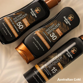 Australian Gold ingredients label with Kakadu Plum emphasizing antioxidant benefit
