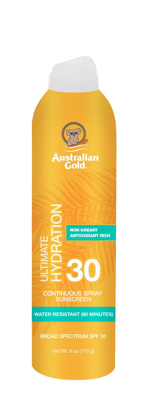 Australian Gold front packaging showing SPF 30 for fast, even protection