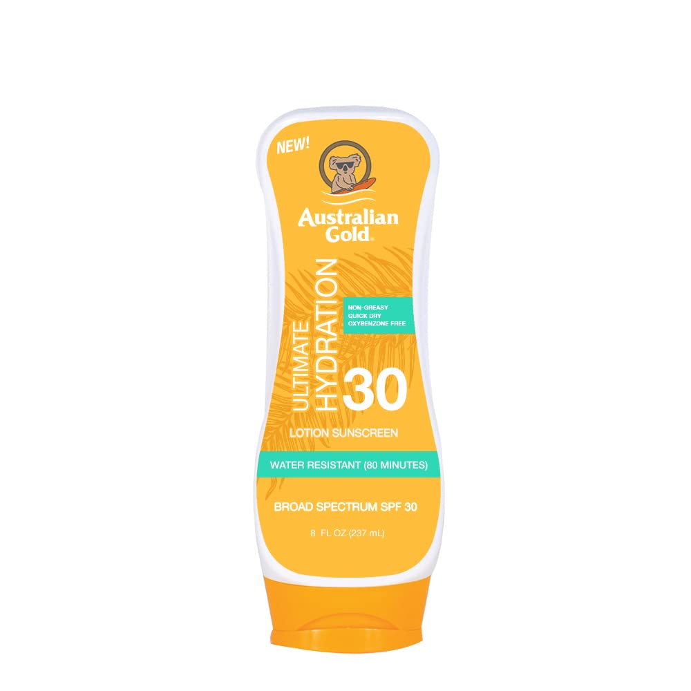 Australian Gold front packaging showing SPF 30 and benefits