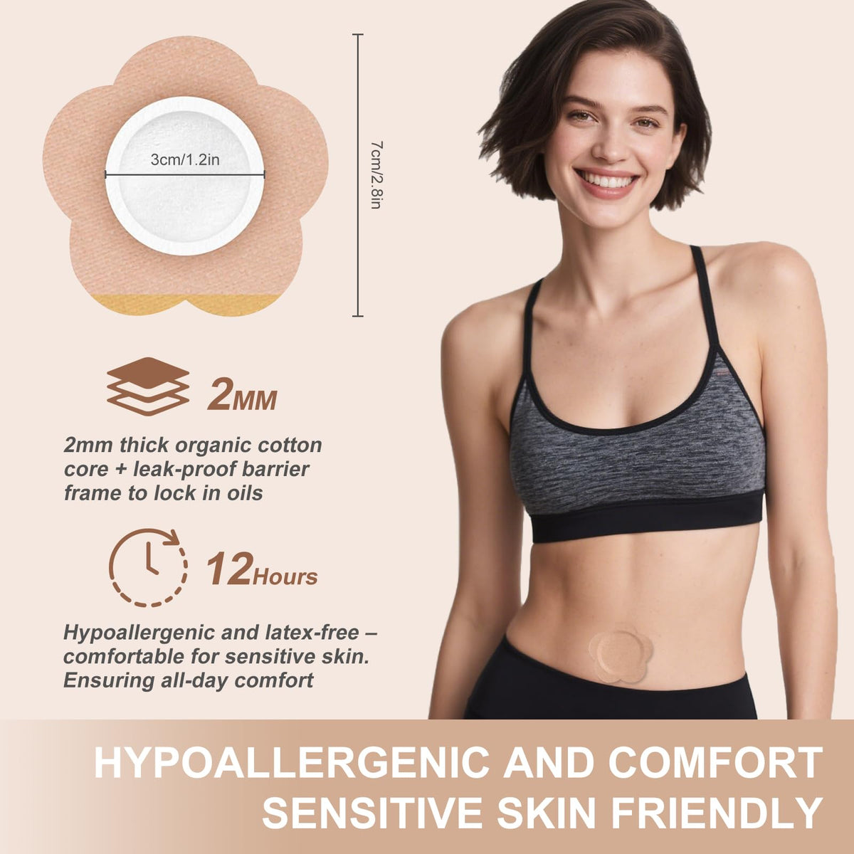 Autdor patch in use on belly button demonstrating clean, no-mess application