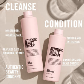 Authentic Beauty Concept back label highlighting ingredients and vegan certification benefit