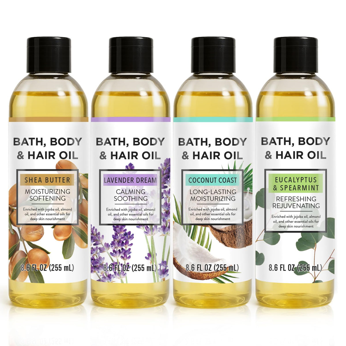 Autumn Shower front packaging showing four large bottles for generous value