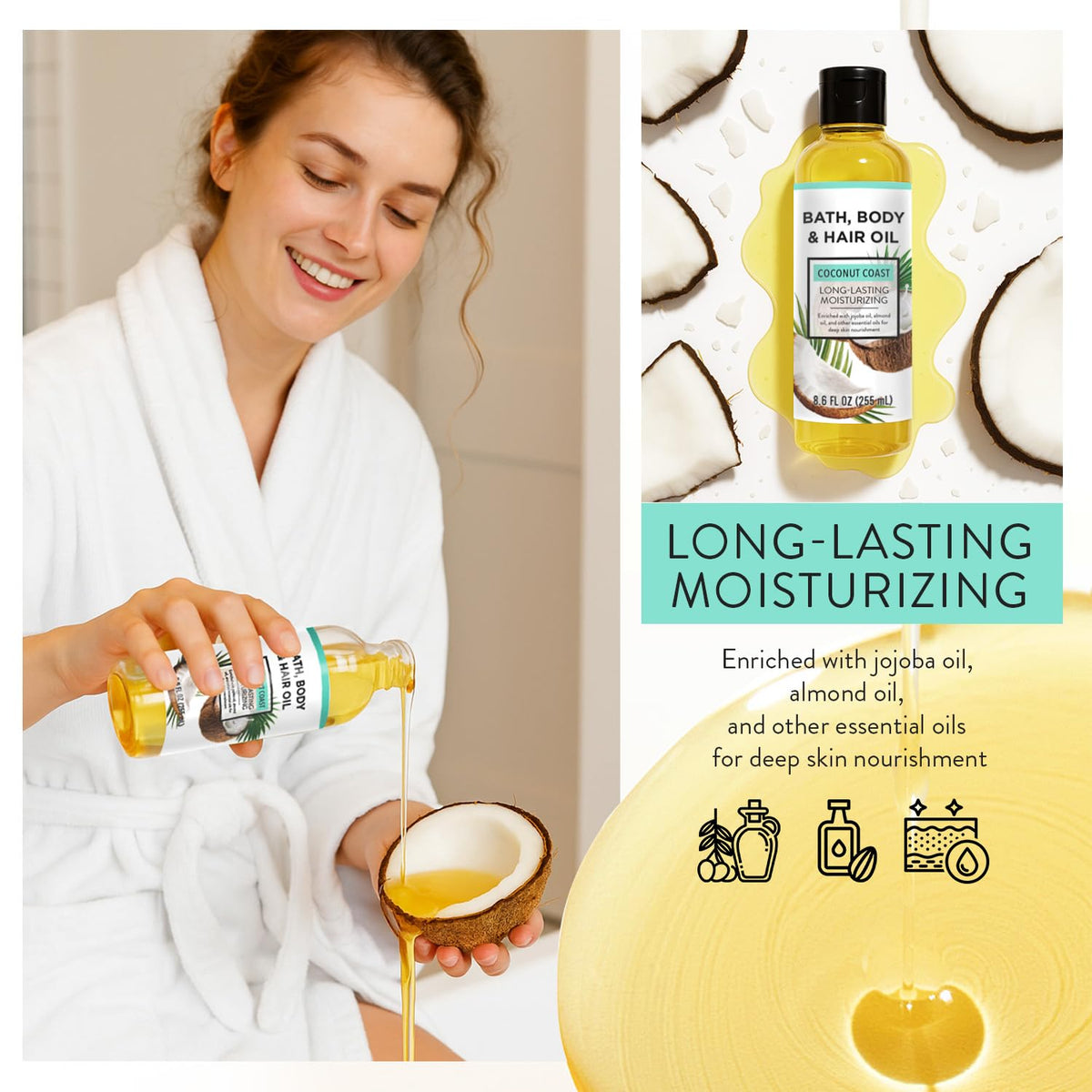 Autumn Shower lavender bottle placed near a bathtub to suggest calming use