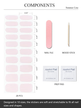 AutyaMee full kit contents laid out to show included prep pads, file and wooden stick