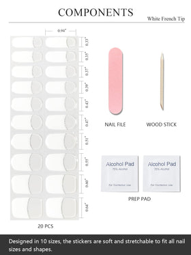 AutyaMee kit with 20 strips, prep pads, file and wooden stick for complete at-home use