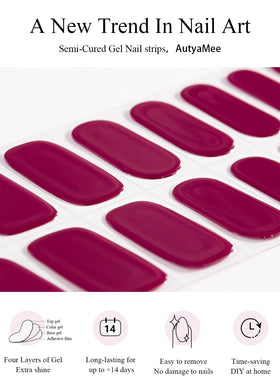 AutyaMee gel strip being applied to nail demonstrating easy stick-and-cure benefit