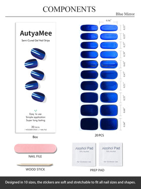 AutyaMee strip being applied to fingernail, demonstrates easy stick-and-cure application