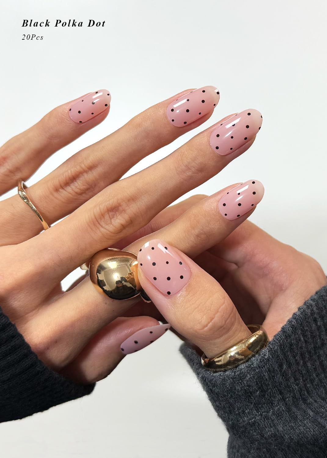 AutyaMee close-up of black polka dot on bare pink pattern highlighting crisp printed detail